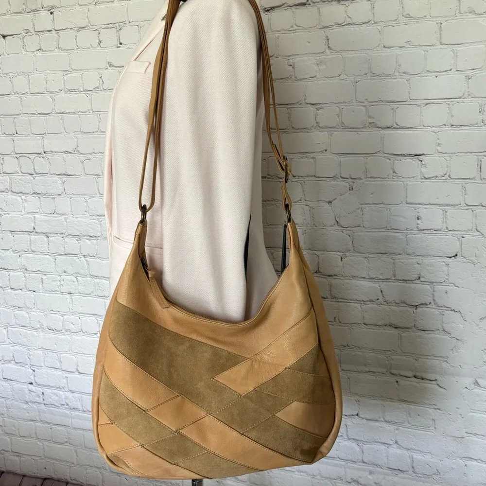 DAY & MOOD Sandy Hobo Large Leather Suede Camel Handbag--NWT